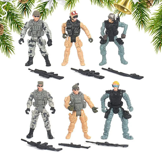 6 Pieces Collectible Soldiers Safe Mini Action Figure Play Set Educational Children Toy