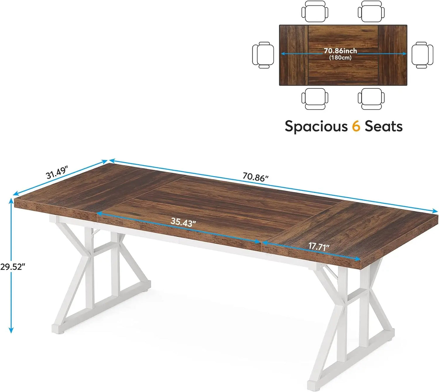 70.8-Inch Executive Desk, Large Computer Office Desk Workstation, Modern Simple Style