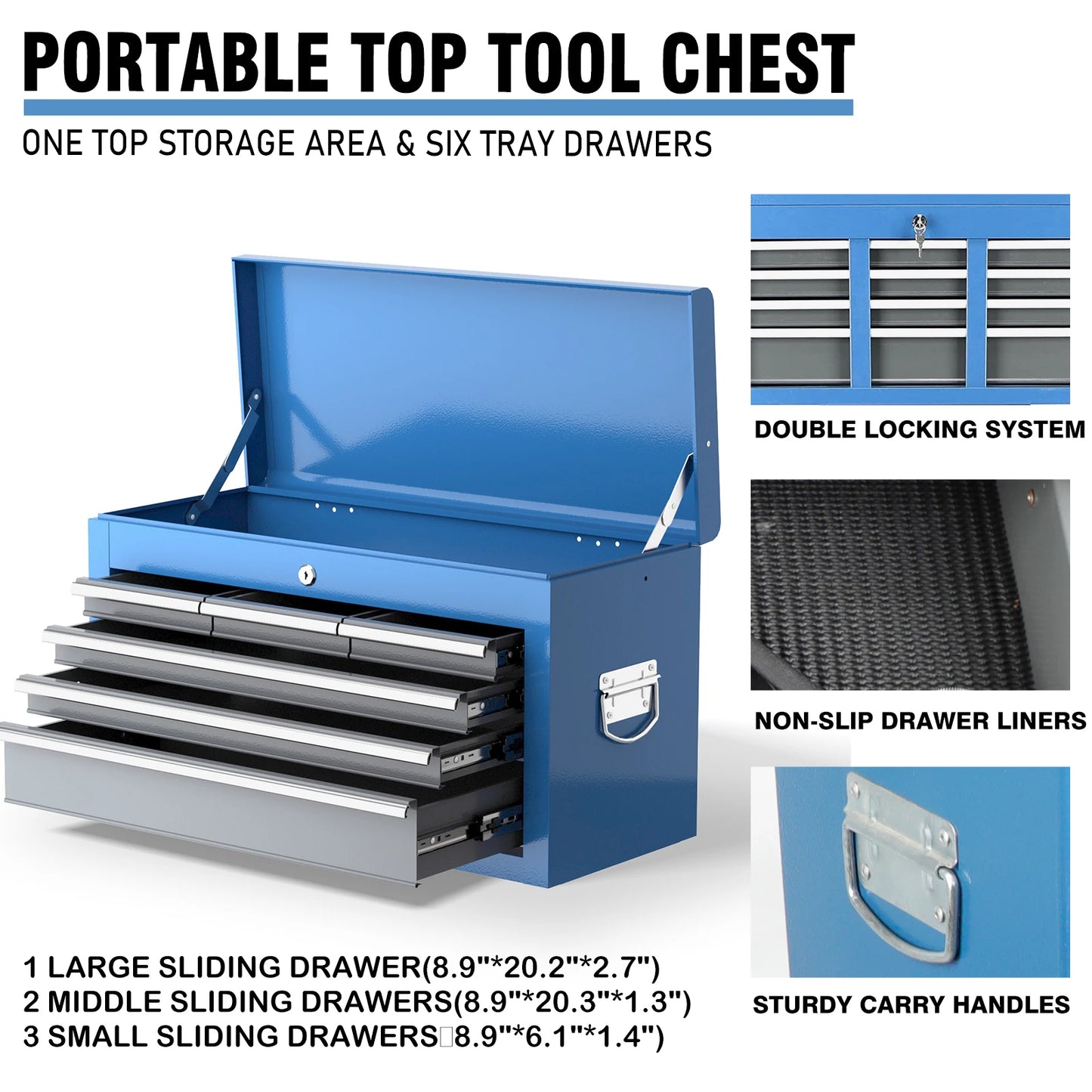 8-Drawers Rolling Tool Chest with Wheels, Detachable Tool Storage Cabinet with Tool Box Organizer Tray Divider S