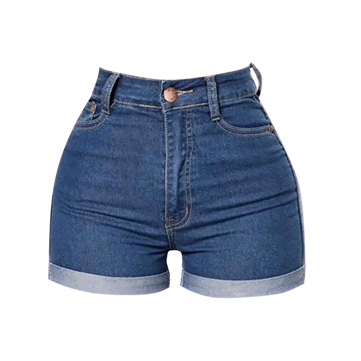 Sexy High Waist Zipper Button Jeans Shorts For Women Summer Casual Rolled Edge Slim Fit