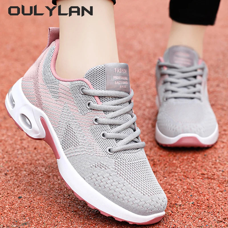 2024 Fashion Large Size Casual Breathable Lace up Elastic Air Cushion Sports Shoes for women