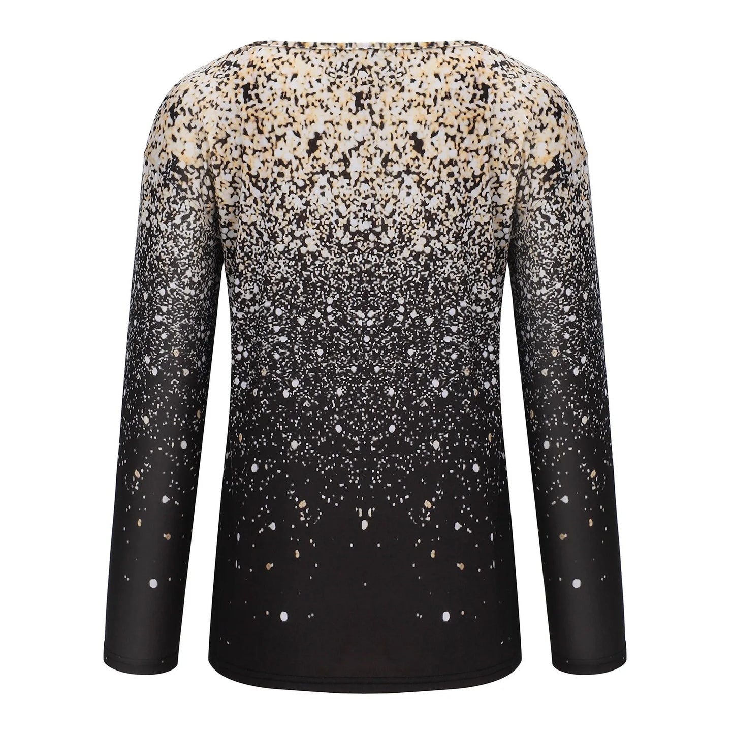 Gradient T-Shirt O-Neck Women Fashion Sequin Print Casual  Long Sleeve