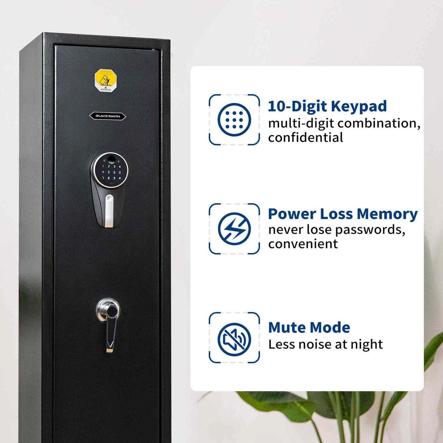 Black Smith 5 Rifles Gun Safe W/ Fingerprint & Digital Keypad Lock Removable Gun Storage  W/ Built-in Storage