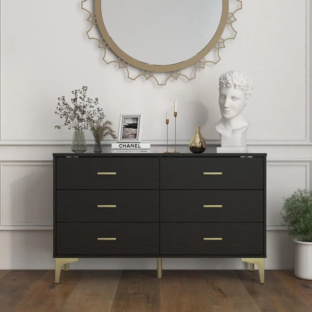 Modern 6 Drawer Wood Dresser