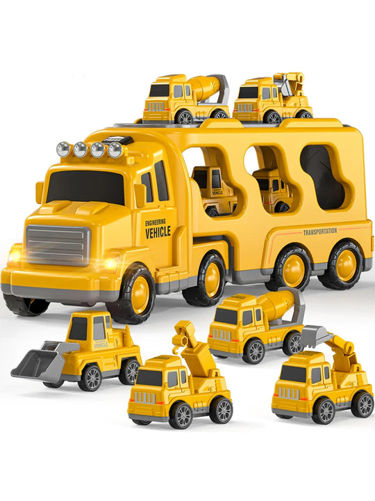 5 in 1 Toys for Construction Vehicles Transport Truck Carrier , Gifts for Kids Boys Girls