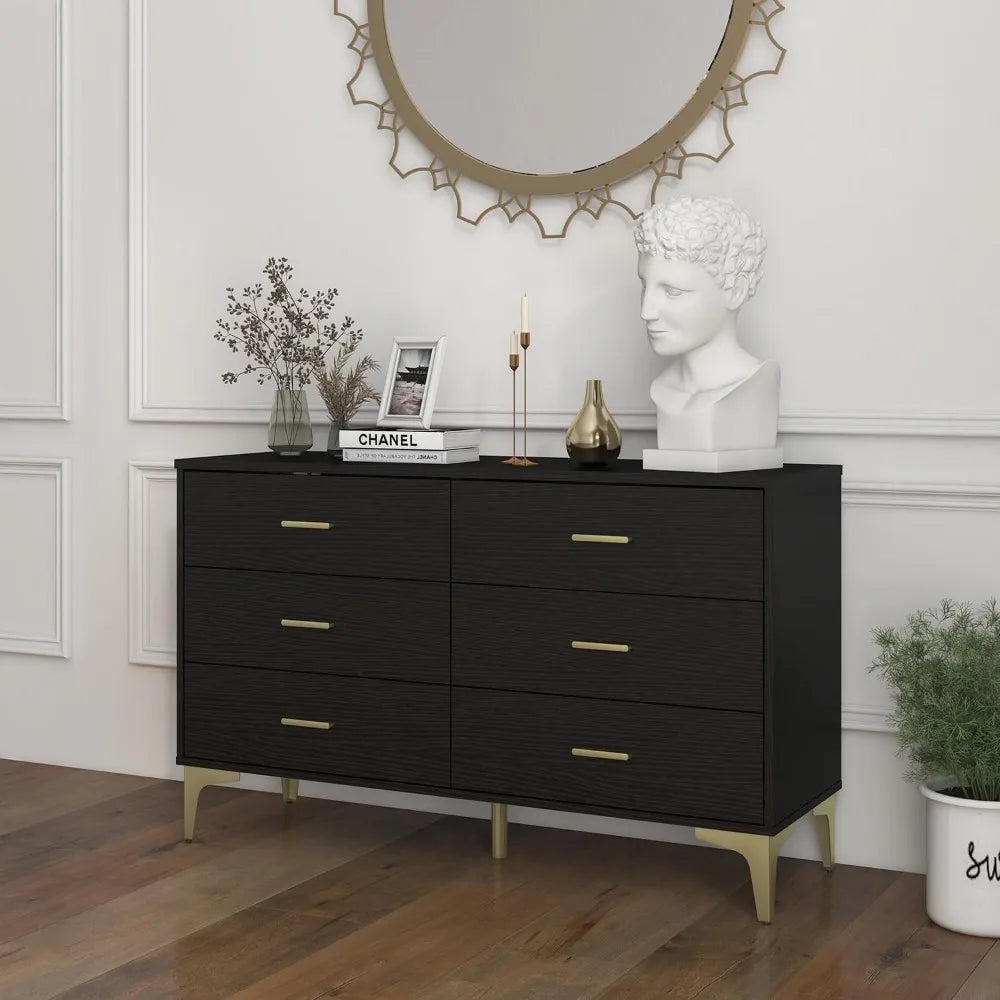 Modern 6 Drawer Wood Dresser