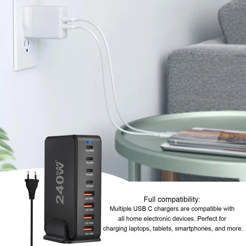 Desktop Charger 8-port USB Type C PD Charger Fast Charge 3.0 USB