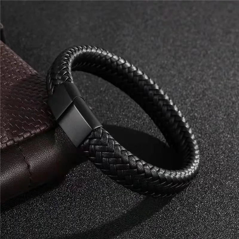 Trendy Vintage Leather Woven Bracelet Fashionable Men's  Jewelry