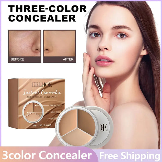 5Pcs 3color Concealer No Creasing Radiant Creamy Concealer Fades Dark Circles Eliminates Spots & Facial Blemish Cover Makeup