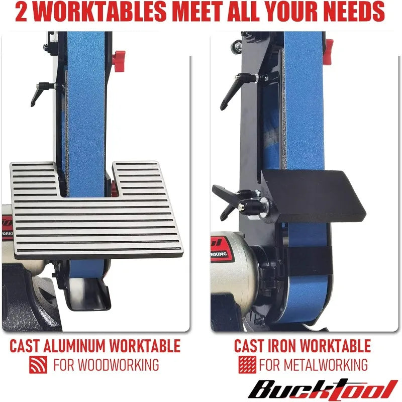 Combo 2" x 42" Belt Sander 6" Bench Grinder, Knife Sharpener with Large Work Table Upgraded Model