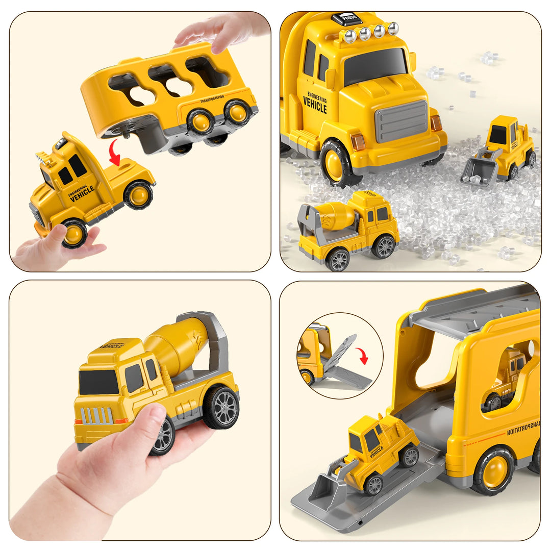 5 in 1 Toys for Construction Vehicles Transport Truck Carrier , Gifts for Kids Boys Girls