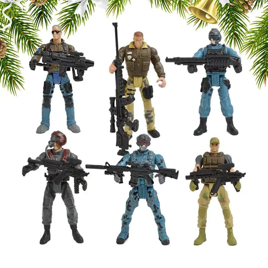 6 Pieces Collectible Soldiers Safe Mini Action Figure Play Set Educational Children Toy