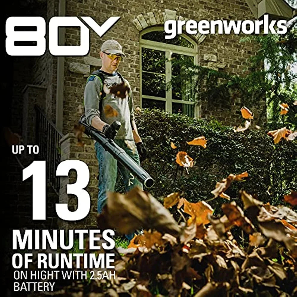 Greenworks Pro 80V (180 MPH / 610 CFM) Cordless Backpack Leaf Blower, 2.5Ah Battery and Charger Included