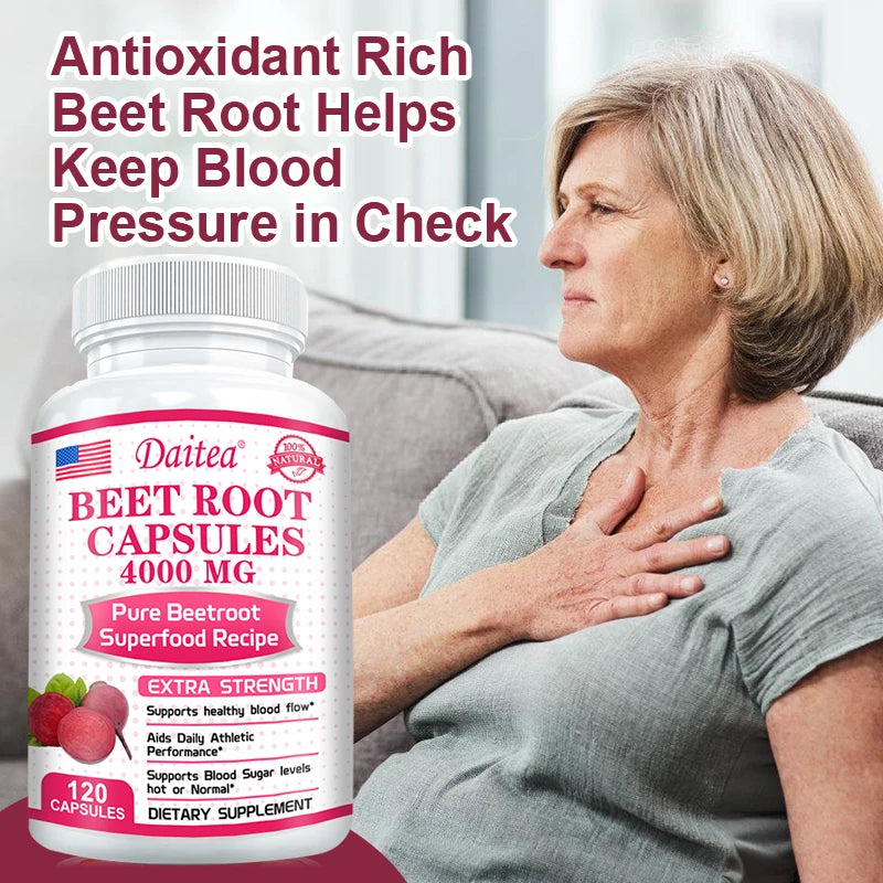 Beetroot Capsules - Beetroot Powder Supports Blood Pressure, Athletic Performance, Digestive Health, Immune System