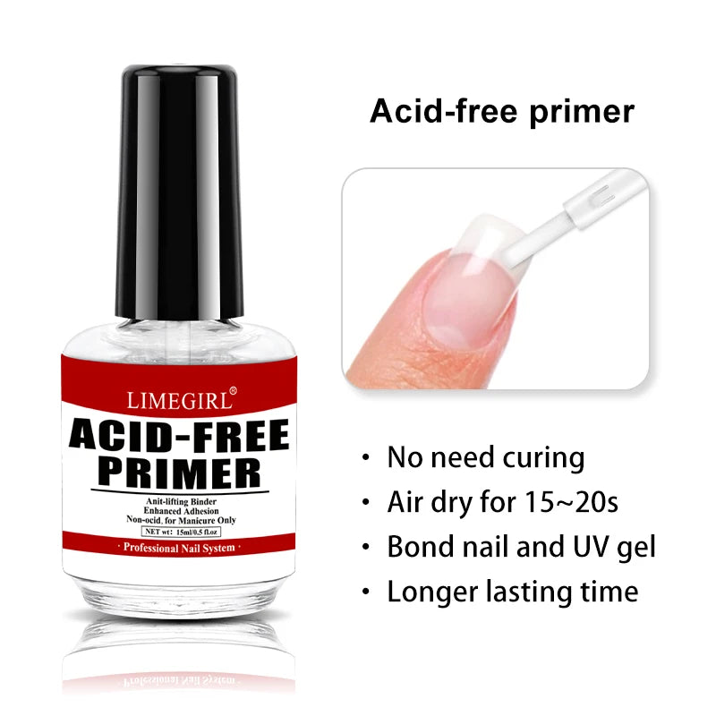 Professional Nail Prep Dehydration and Acid-Free Primer, for UV Gel Quick Drying Premium Adhesive Gift Set