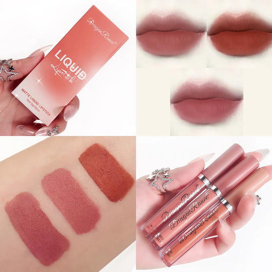 Waterproof Long Lasting Lip Makeup Liquid Sexy Lipstick Red Brown Lip Pigments Gloss 15ML Velvet Nude Lipstick #25