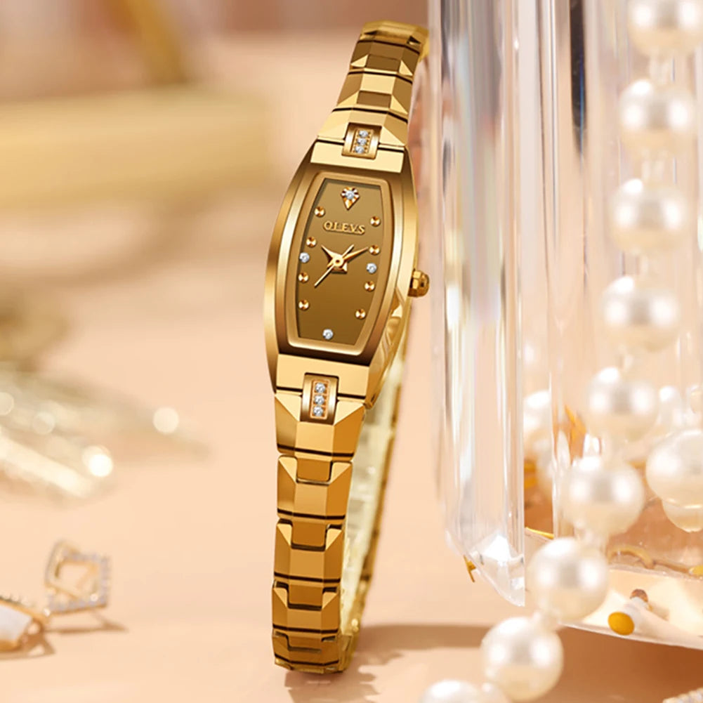 Luxury Women Fashion Gold Watch Waterproof Stainless Steel Small Diamond Dial