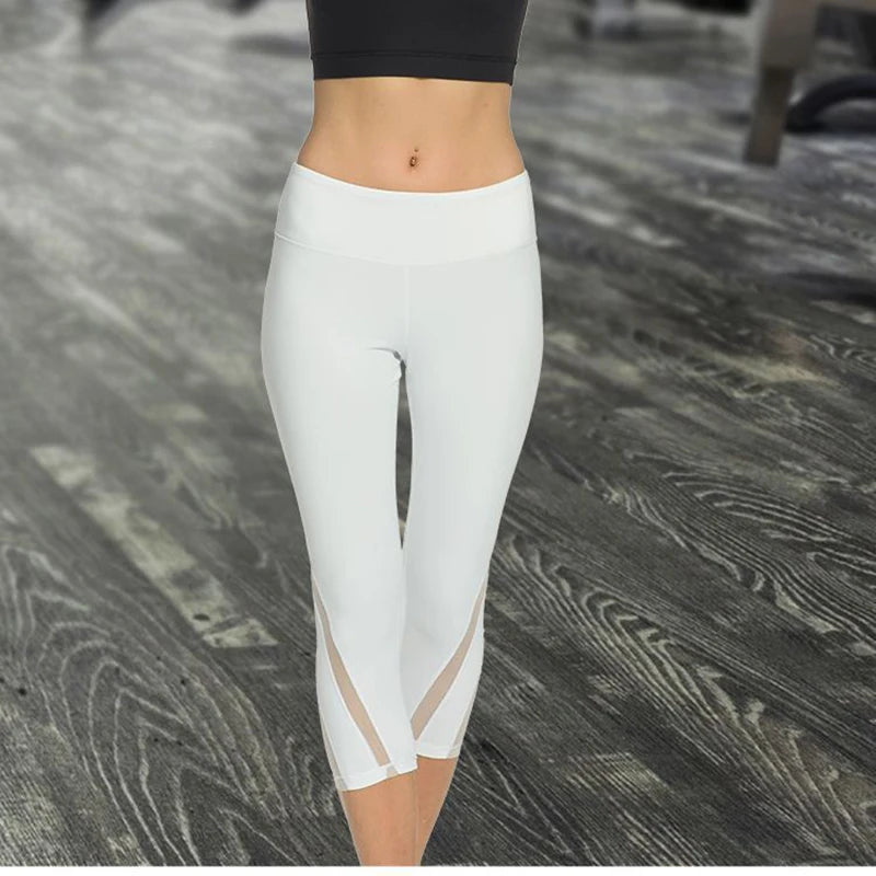 Sexy Mesh Leggings Hollow Out Black Sports Yoga Pants Fashion High Waist Elasticity