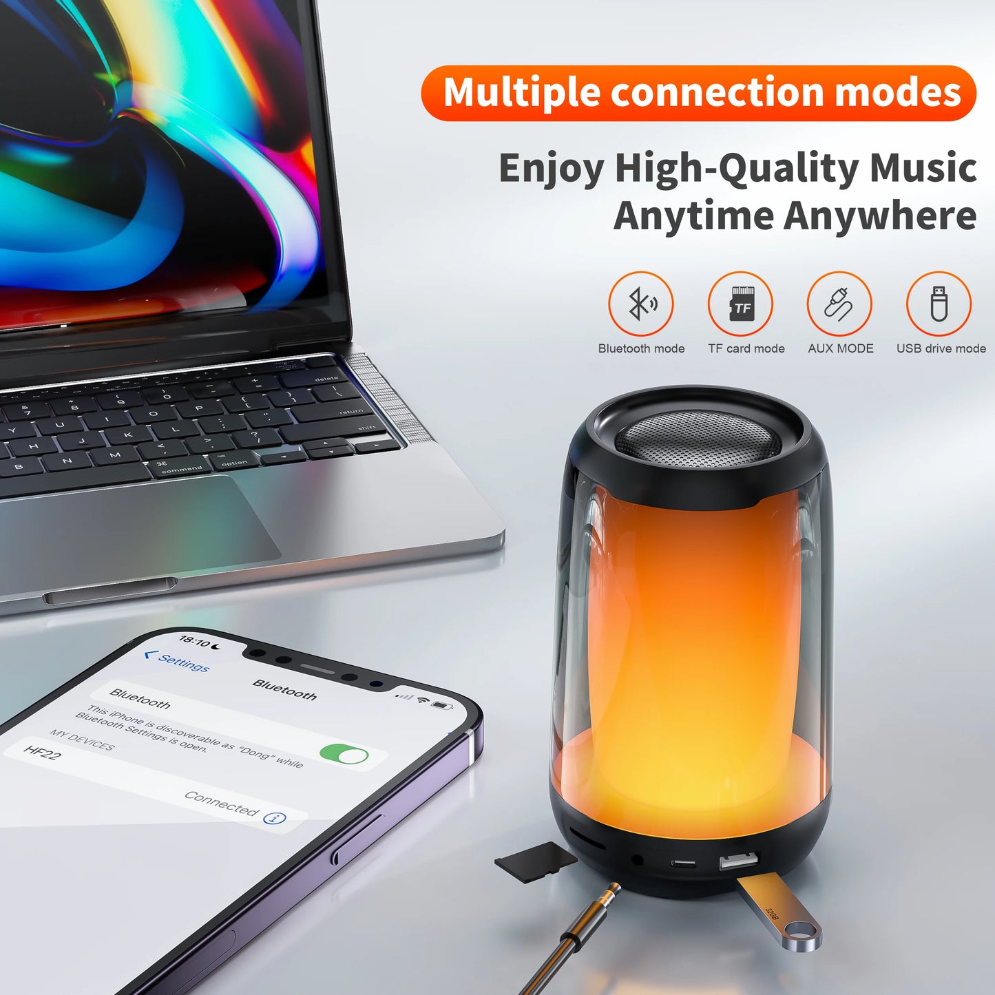 Bluetooth Speaker with Hi-Res 5W,Wireless HiFi Portable Speaker  Waterproof ,Outdoor Multiple connection modes,