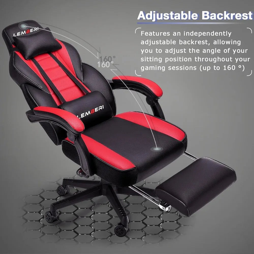 Gaming Chair for Adults W/ 400lb Capacity & Foot rest