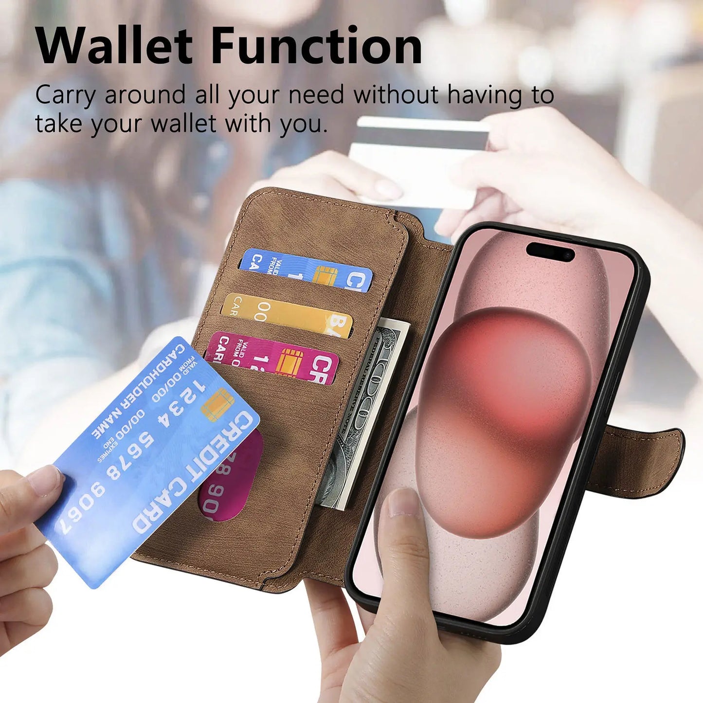 iPhone  Wallet Case, Magnetic Lock & RFID Blocking