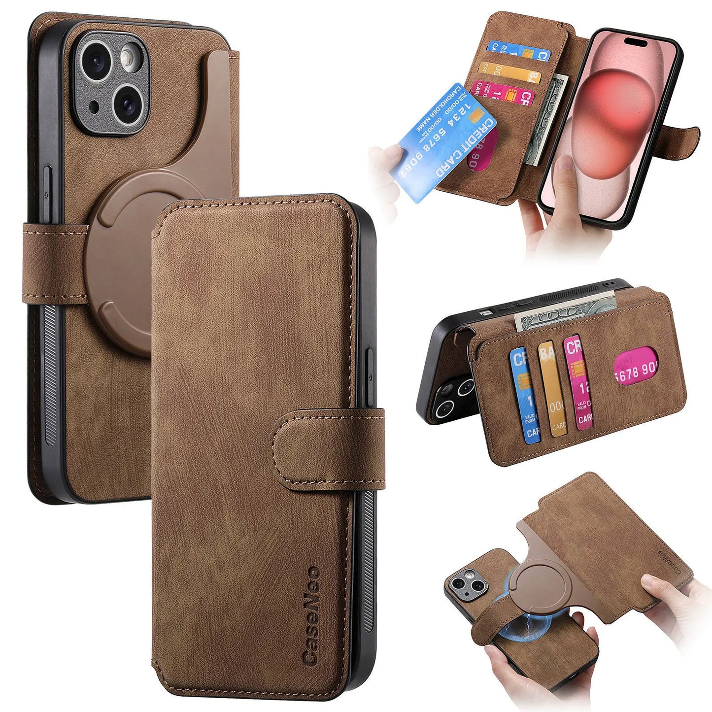 iPhone  Wallet Case, Magnetic Lock & RFID Blocking