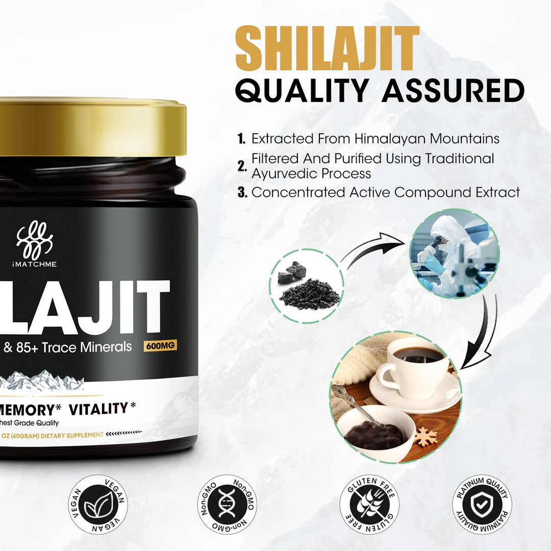 High Purity Original Shilajit Resin Mineral Supplements with 85+ Trace Minerals & Fulvic Acid for Man Energy Stamina