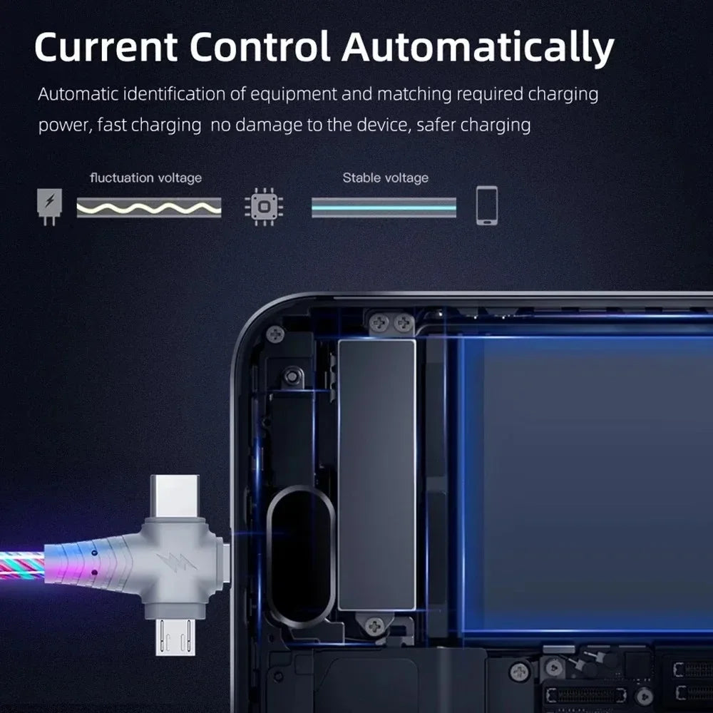 Glowing LED Light 3in1 Fast Charging Cable