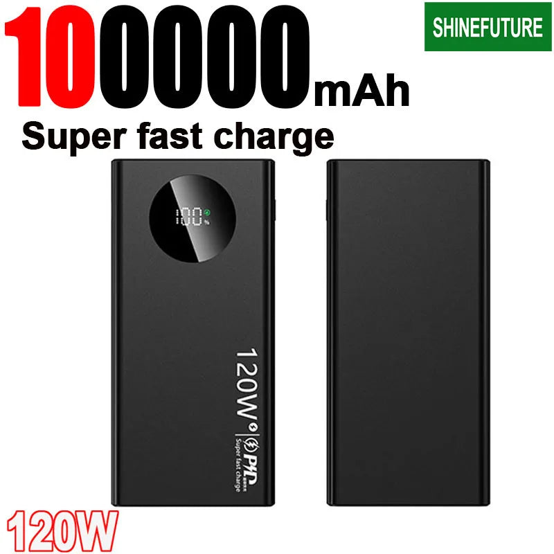 120W Power Bank 100000mAh Super Fast Charging Thin and Light Power Bank