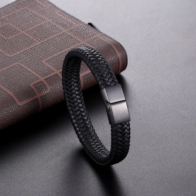 Trendy Vintage Leather Woven Bracelet Fashionable Men's  Jewelry