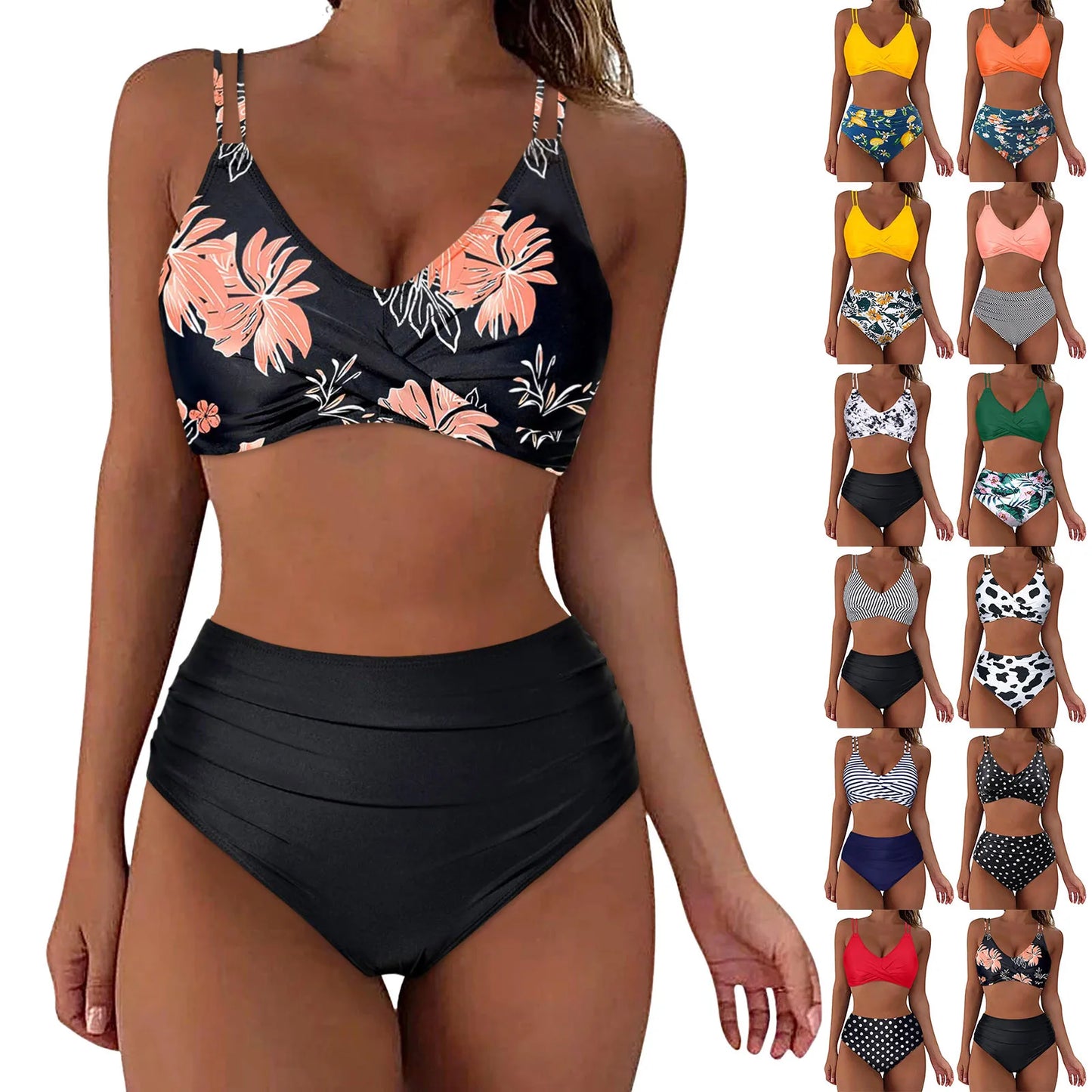 Tankini Swimsuits For Women Two Piece Sexy Push Up Bikini Sets High Waist Trendy