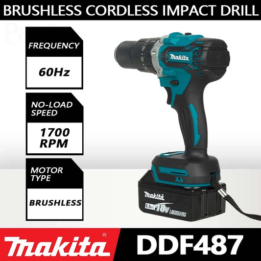 Cordless Driver Drill 18V LXT Brushless Motor Electric Screwdriver Power Tool Suitable for Makita 18V Battery