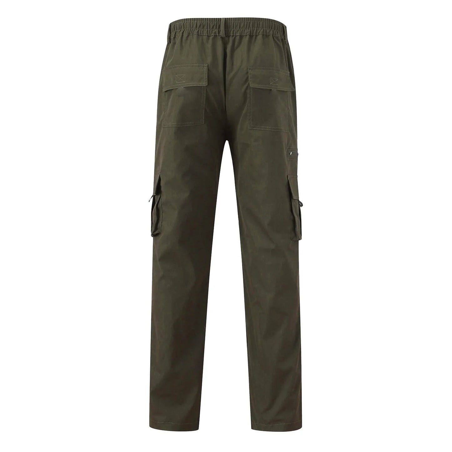 Casual Solid Color Pocket Fashion Straight Leg Cargo Pants for Men