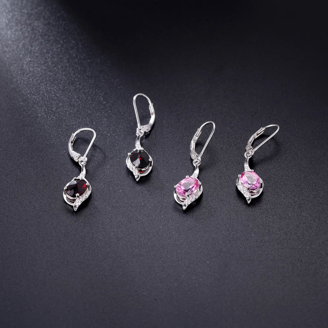 6x8mmOval Pink Topaz Gemstone Dangle Lever back Earrings in  925 Sterling Silver For Women Fine Jewelry