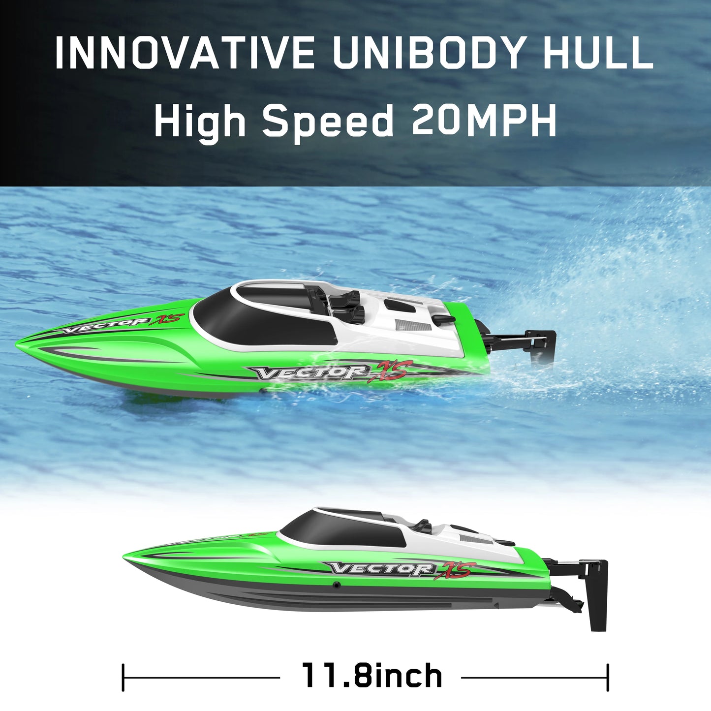 RC Boat 20MPH With Auto Roll Back And Reverse Function