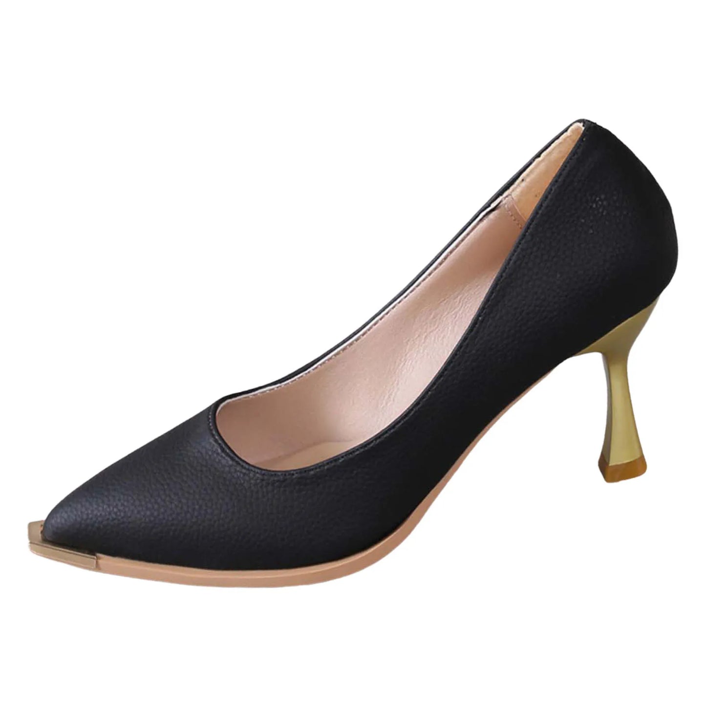 Elegant Women High Heels Solid Color Point Toe Shallow Mouth Casual Platform