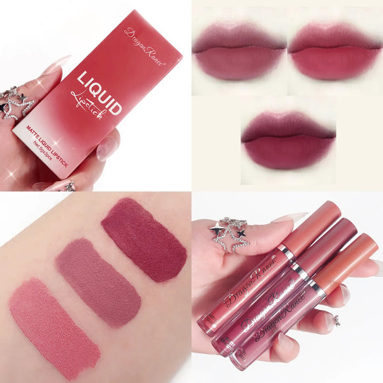 Waterproof Long Lasting Lip Makeup Liquid Sexy Lipstick Red Brown Lip Pigments Gloss 15ML Velvet Nude Lipstick #25