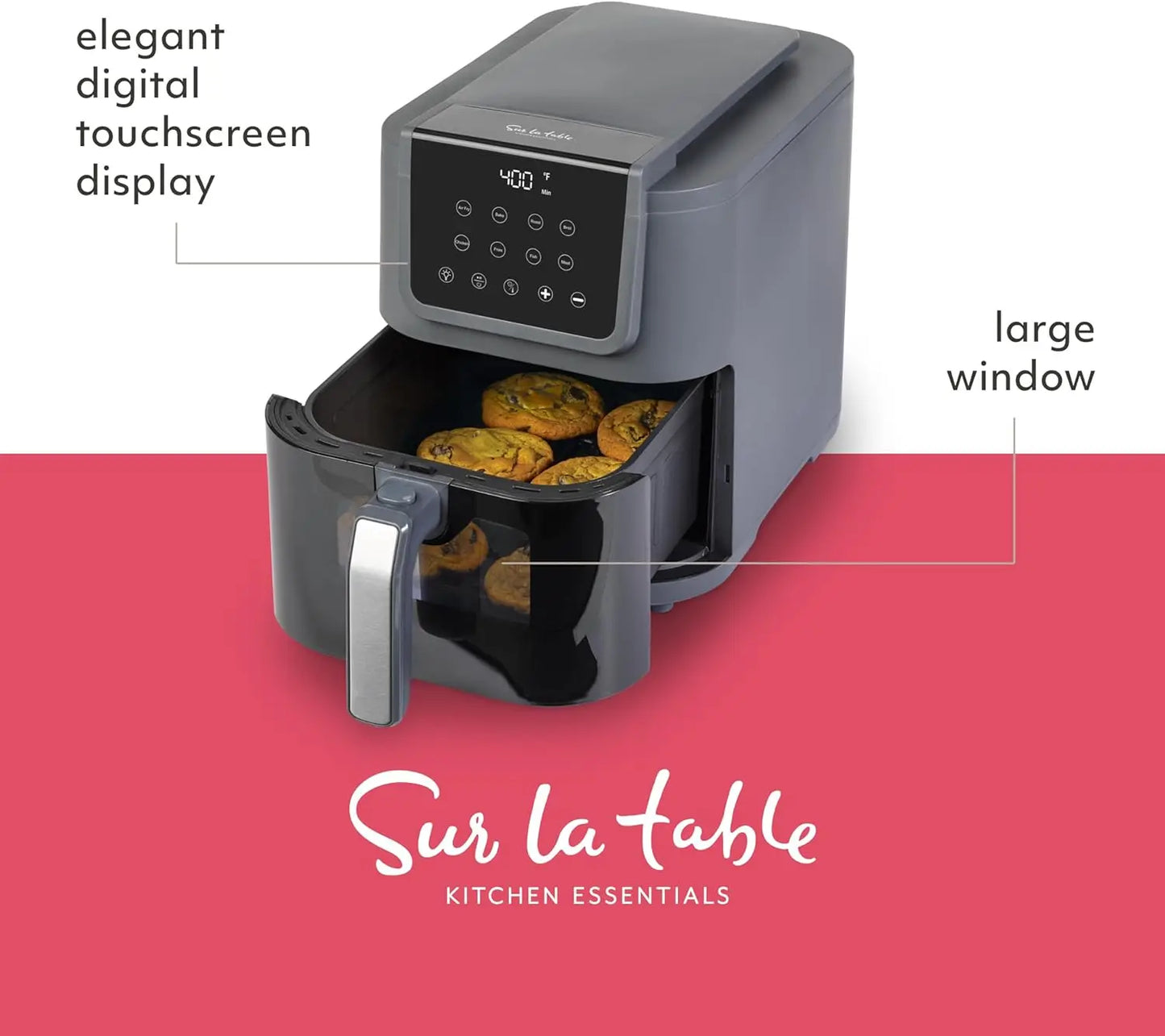 4-in-1 Compact 5-Quart Basket Air Fryer with Window for Easy Viewing, Digital Touchscreen Display