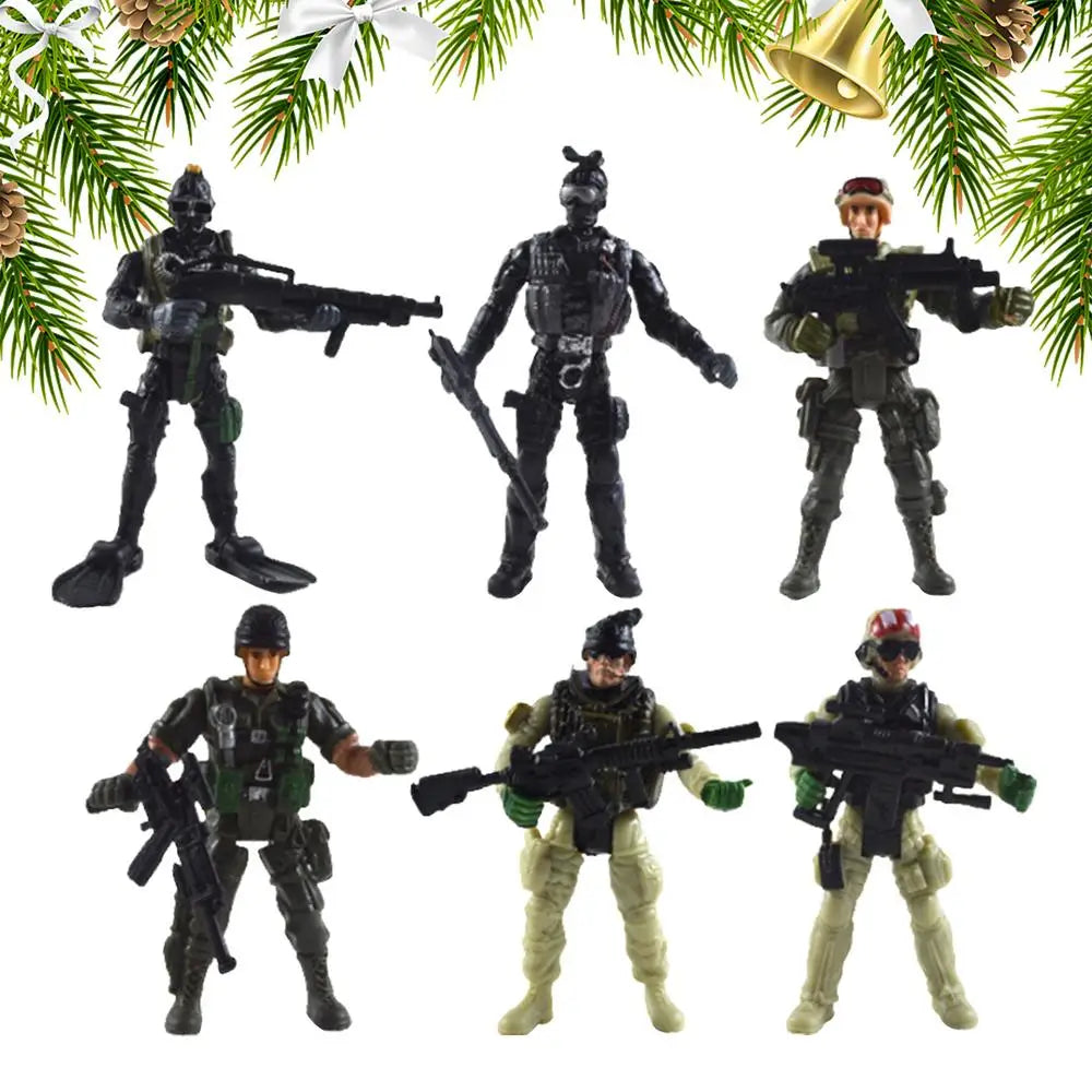 6 Pieces Collectible Soldiers Safe Mini Action Figure Play Set Educational Children Toy