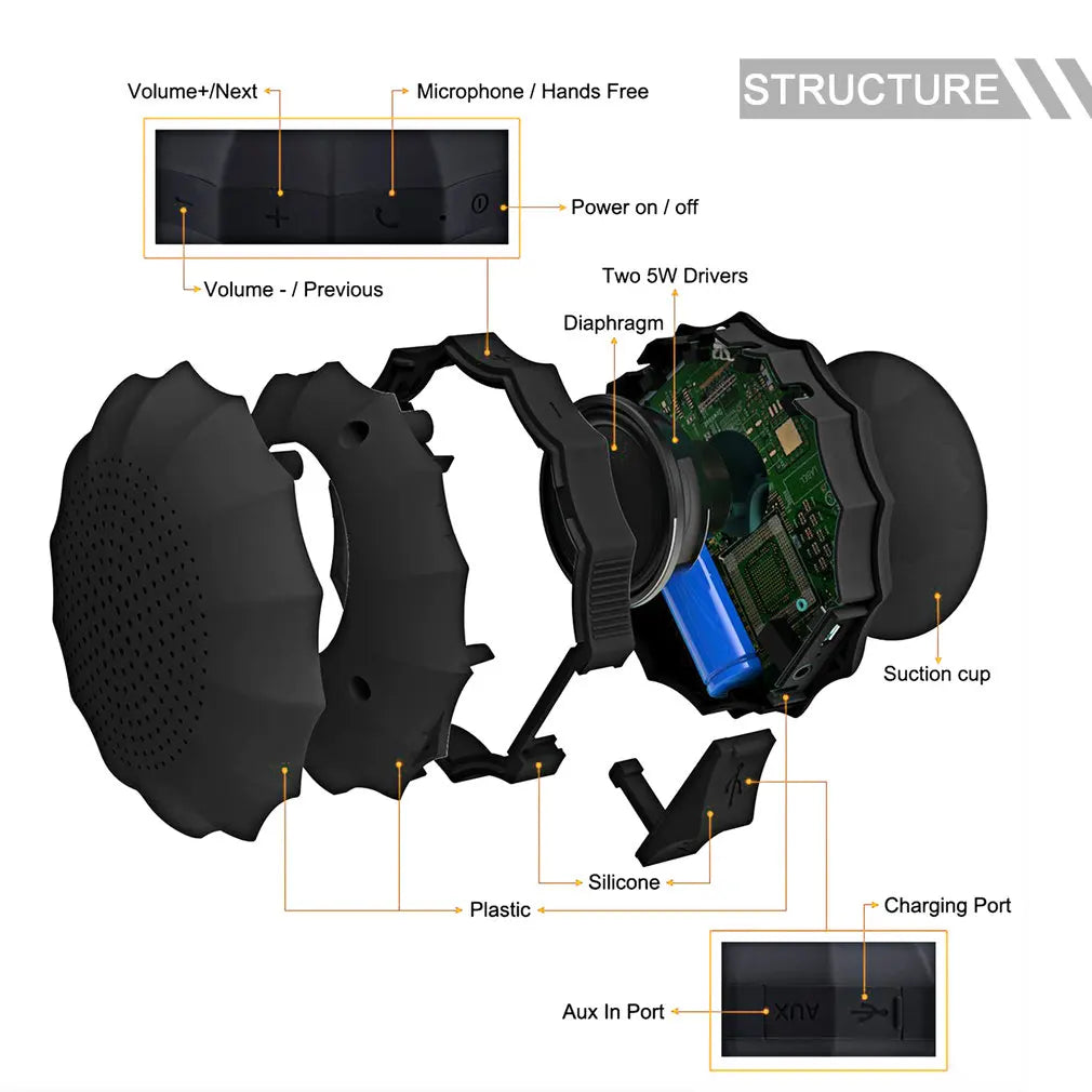 Portable Waterproof Bluetooth Shower Speaker