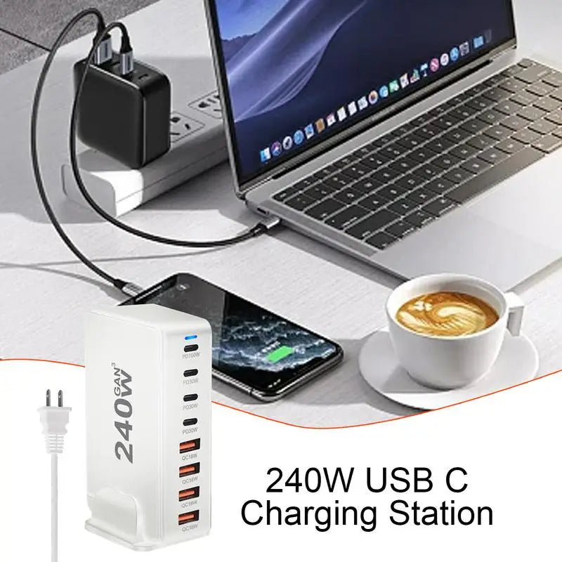 Desktop Charger 8-port USB Type C PD Charger Fast Charge 3.0 USB