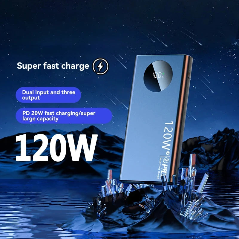 120W Power Bank 100000mAh Super Fast Charging Thin and Light Power Bank