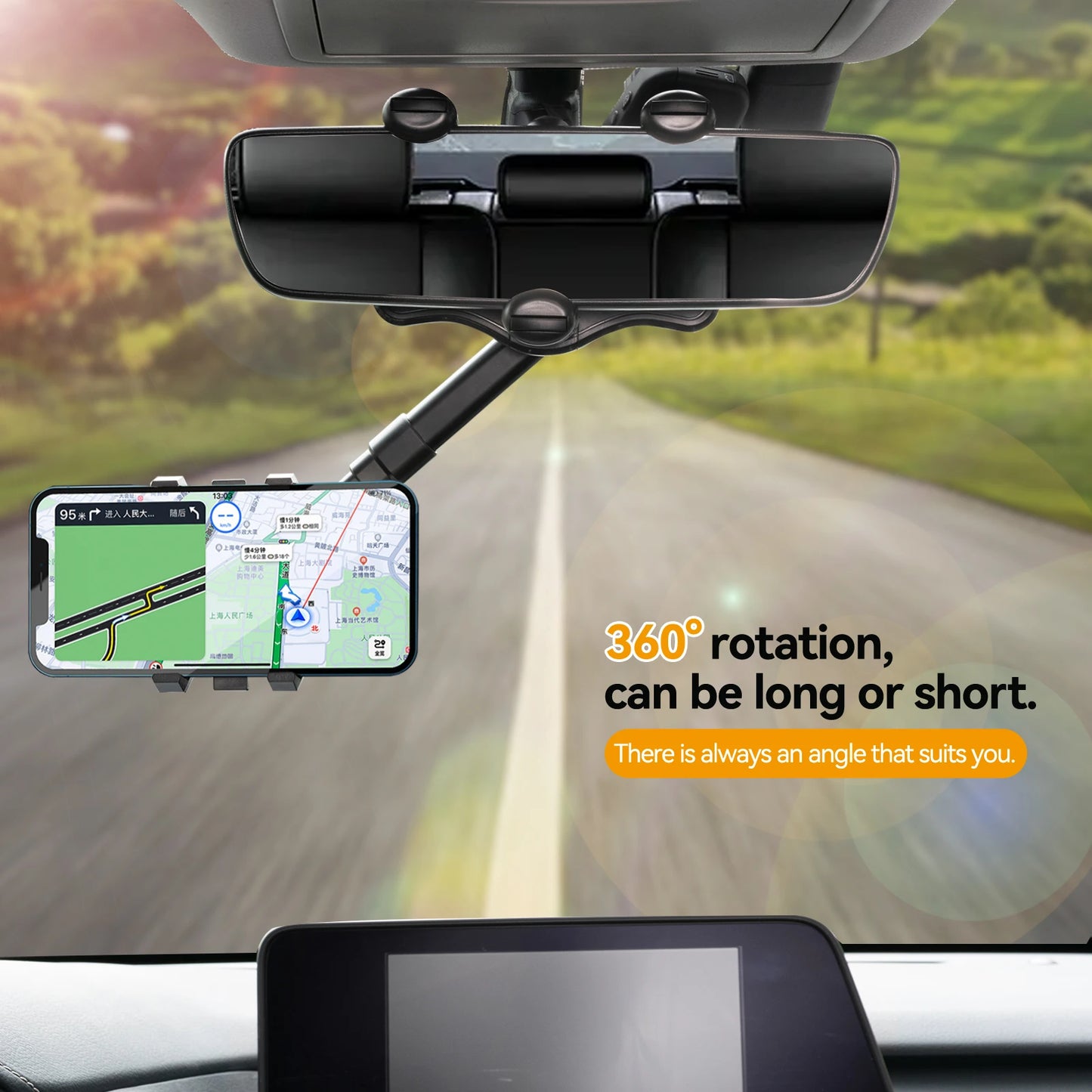 Car Phone Holder Clip Car Stand Adjustable Bracket Auto Rear View Mirror GPS Support Interior Accessories