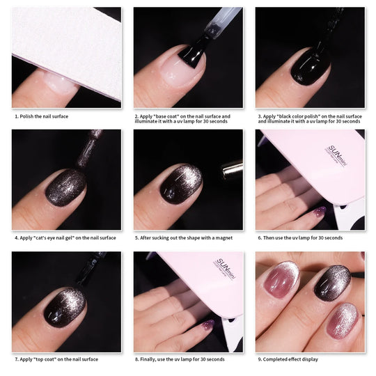 Magnetic Cat Eye Gel Nail Polish Set, 8 Colors , Holographic Glitter, Manicure Kit