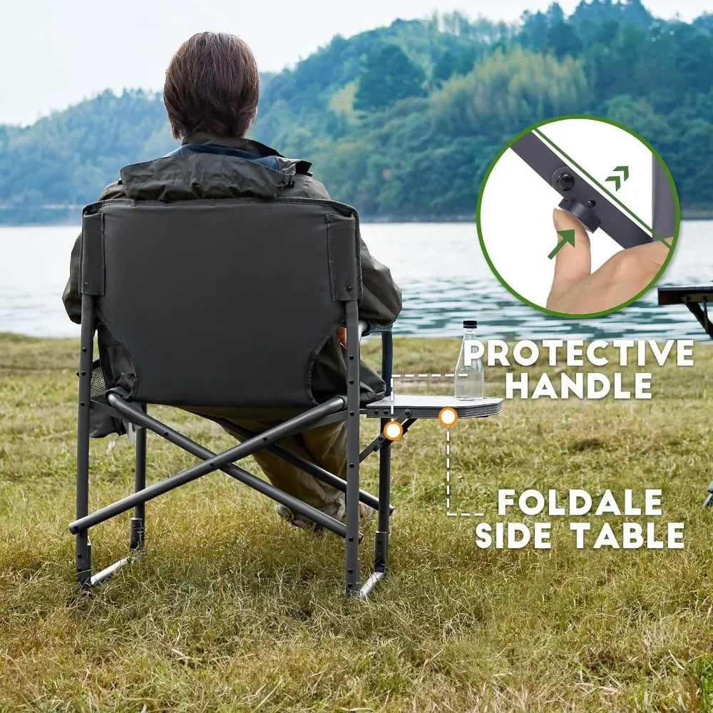 Lightweight Oversized Camping Chair Portable Aluminum with Side Table Detachable Side Pocket