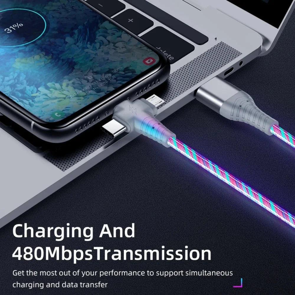 Glowing LED Light 3in1 Fast Charging Cable