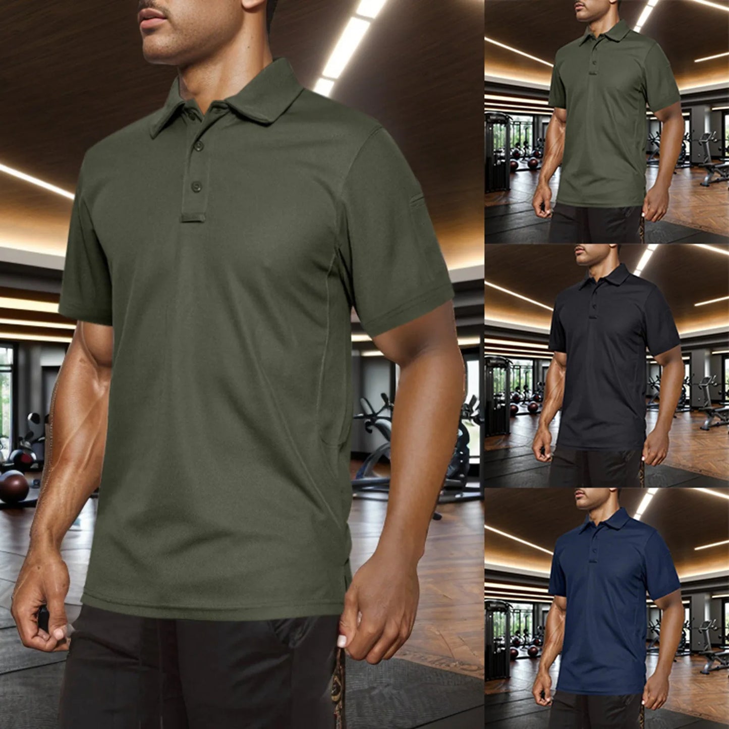 Men's Casual T-Shirt Spring Summer Style Turndown Collar Short Sleeve Button Solid Fashion Men Clothing