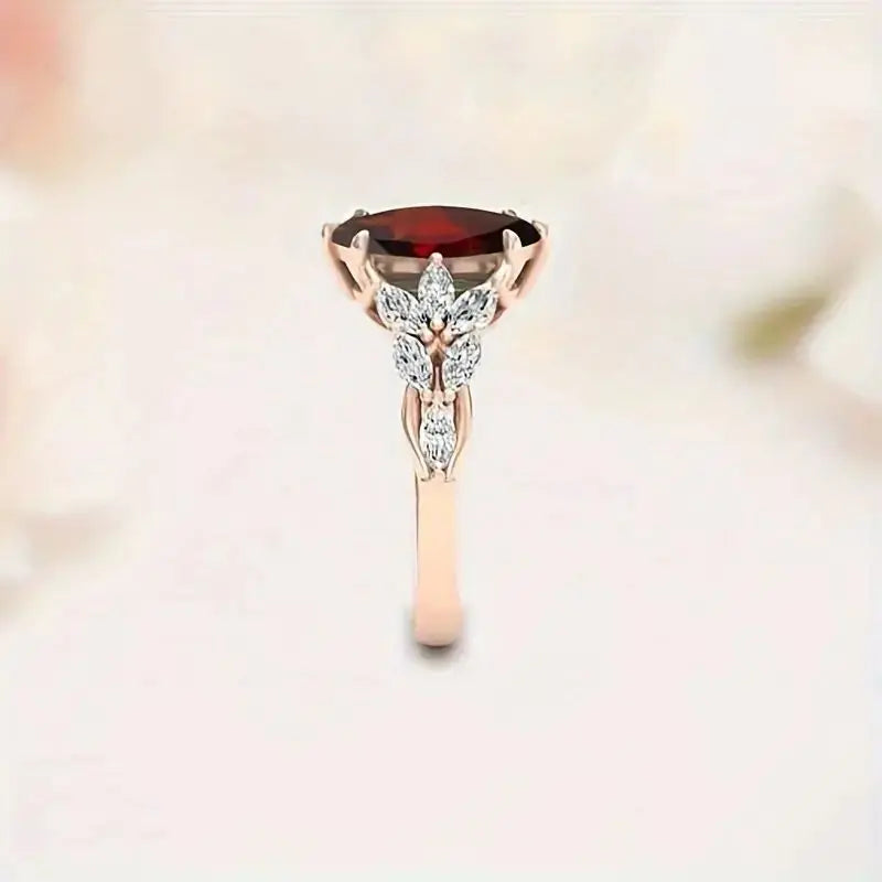 Luxurious 18K Gold-Plated Scarlet Zircon Ring - Chic, Dazzling Accessory for Every Occasion & Gift Idea