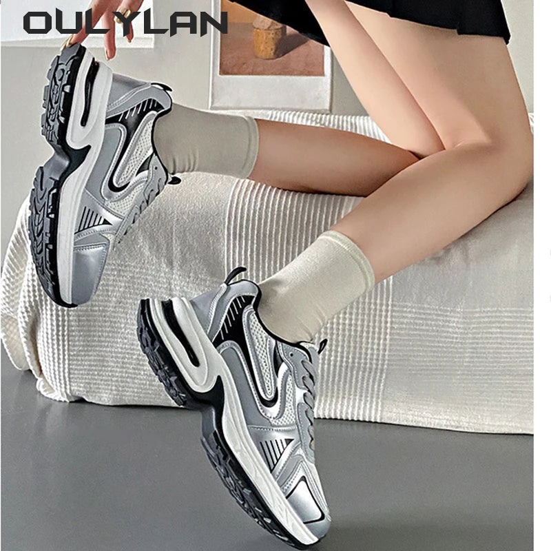 2024 Thick Sole Shoes Female Sports Running Shoes Women's Luxary Chunky Sneakers Spring Casual Ladies Fitness Vulcanize Shoes