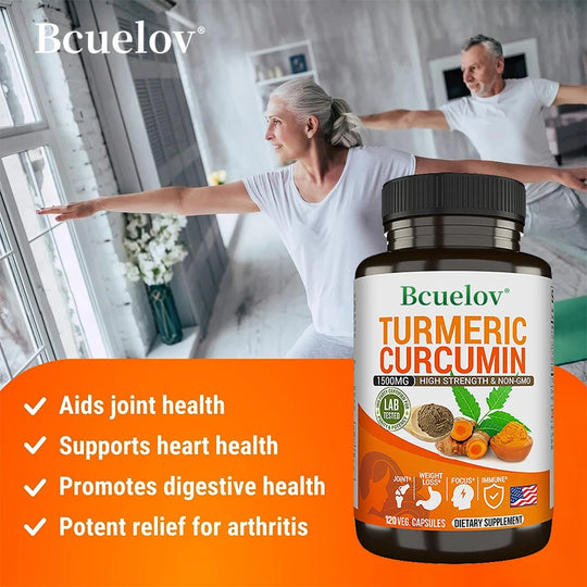 Curcumin Extract with Antioxidant Effects - Bone and Joint Dietary Supplement to Minimize Oxidative Stress - Vegan - Non-GMO